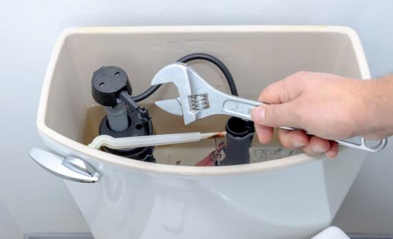 toilet repair may be necessary for a clogged toilet caused by flushing items that should not be flushed, such as paper towels or sanitary products